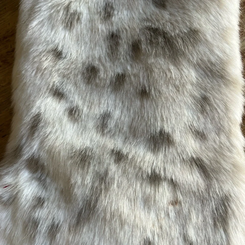 Restoration Hardware Baby & Child Snow Leopard Cream Faux Fur Christmas Stocking